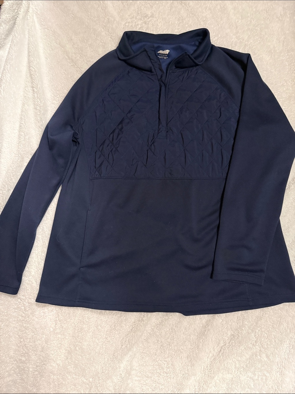 Avia Navy Quilted-Front Half-Zip Pullover